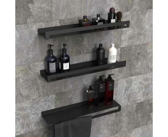 Набор №1 полка для бутылок (2 шт) и с полотенцесушителем (1 шт) Граф Держалкин horizon1 черный H1-trio-ч – изображение 3