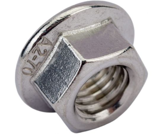 Гайка KREPFIELD нержавеющая, М10, DIN 6923, А2, с зазубринами шестигранная с фланцем 100 шт. в упак. 6923А2ГАЙКАМ10-100 – изображение 3