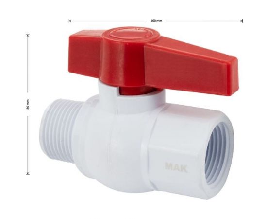 Шаровой кран Санакс мак, с резьбой, полипропиленовый из абс-пластика 1 вн/нар 772783 – изображение 3