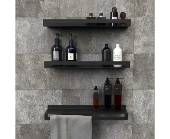 Набор №1 полка для бутылок (2 шт) и с полотенцесушителем (1 шт) Граф Держалкин horizon1 черный H1-trio-ч – изображение 4