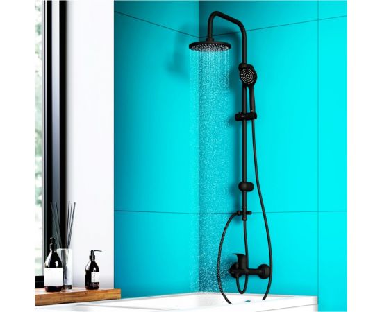 Душевая система с тропическим душем Dorff Comfort, ручной душ 1F, цвет черный D0708000BL – изображение 4