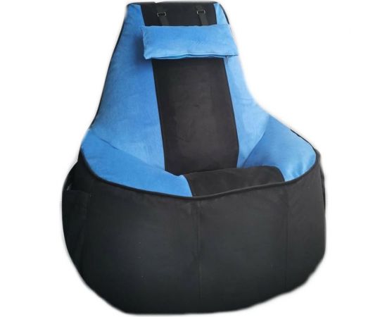 Игровое кресло-мешок Mypuff Геймер, Черно-голубое, мебельная ткань G_471_538 