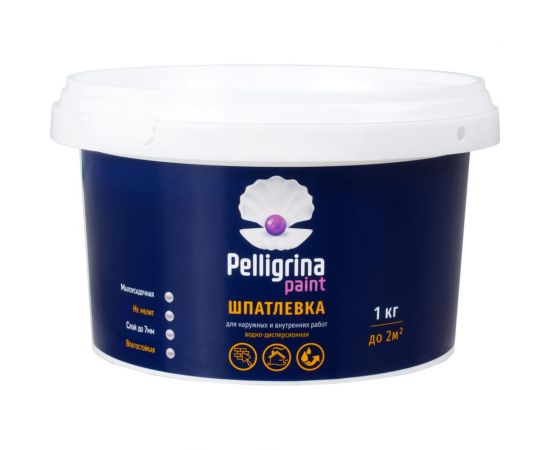 Универсальная акриловая шпатлевка PELLIGRINA PAINT для наружных и внутренних работ, 1 кг 231232 