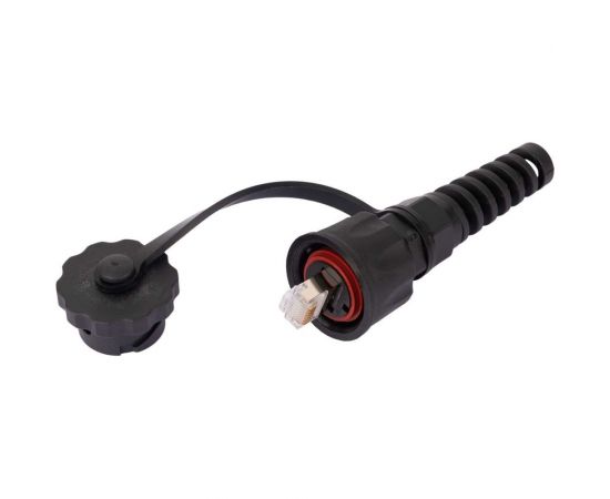 Индустриальный коннектор NIKOMAX RJ45/8P8C категория 6, 50мкд, экранированный, IP67, черный NMC-RJ88RA50SE3-IS-BK 