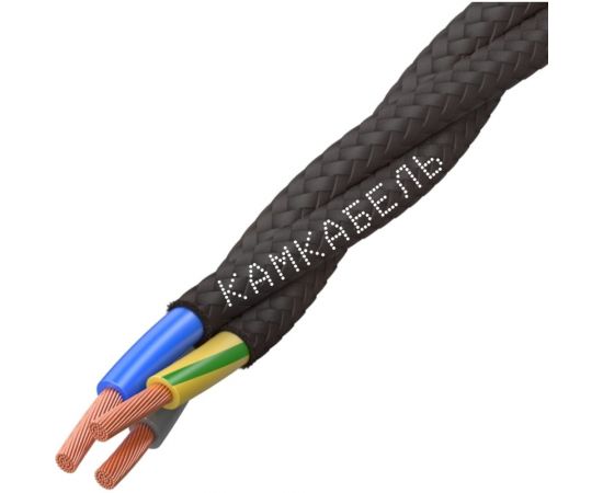 Ретро-провод Камкабель КГВс 3х1,5 мм 20 м черный 231ЯL30F)5000Е00020М 