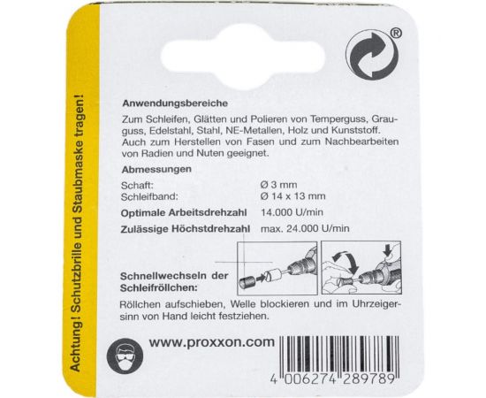 Цилиндр шлифовальный с дискодержателем (10 шт; 13х14 мм; К120) Proxxon PR- 28978 – изображение 2