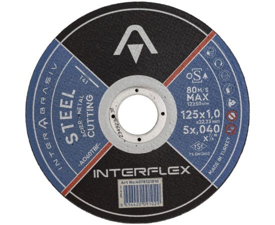 Отрезной круг Steel A060TBF 125x1x22 мм, Т41, металл Interflex 4078121010 