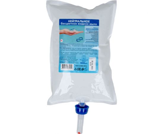 Жидкое мыло Keman "нейтральное бесцветное" картридж 1000 мл для диспенсера S1 100024-бц1000 25066 