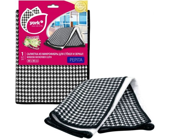 Салфетка для окон из микрофибры YORK Пепита 30x30 см 026360 