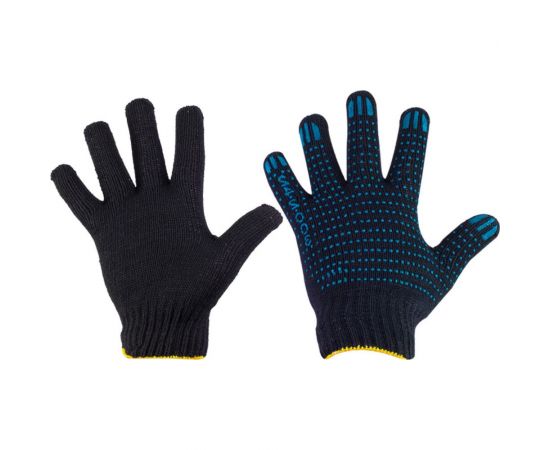 Перчатки с ПВХ РемоКолор черные, 7.5 класс вязки, 5-ти нитка, 24-2-003 