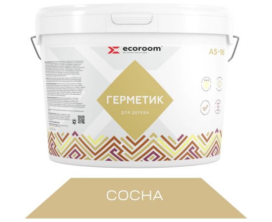 Герметик акриловый ECOROOM AS-16 для дерева, сосна, 3 кг 225-1-3/сосн 