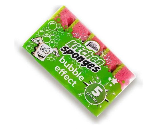 Губка для мытья посуды Jundo Dish Sponges Multi Wave bubble effect розовый, 5 штук 4903720021491 