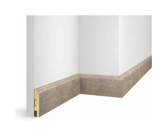 Плинтус COSCA DECOR WP07 экошпон, дуб серо-коричневый, 80x16x2400 мм, МДФ СПБ103725 