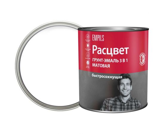 Грунт-эмаль Расцвет быстросохнущая, матовая, белая, 2.7 кг 82692 