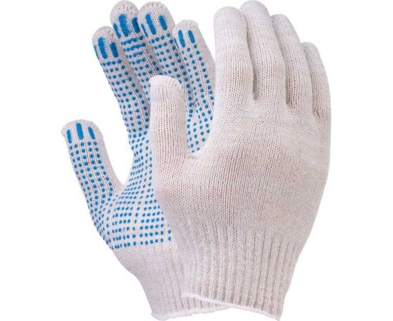 Перчатки FORT х/б с ПВХ белые, 10 класс, 5 нитей 501448214 
