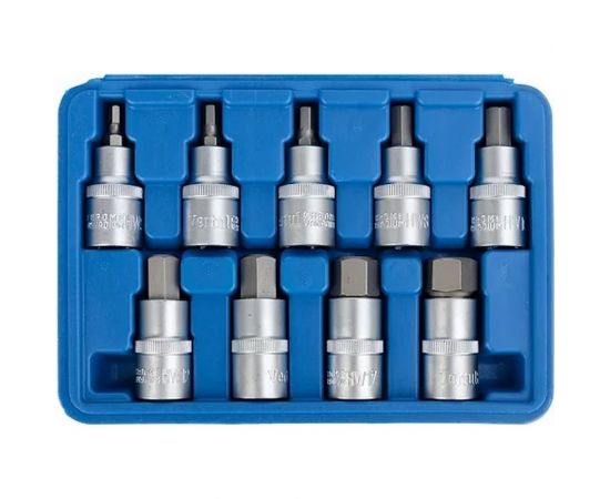 Набор головок 1/2"" DR со вставкой шестигранной, длина 55 мм, 9 предметов VERTUL VR50193 