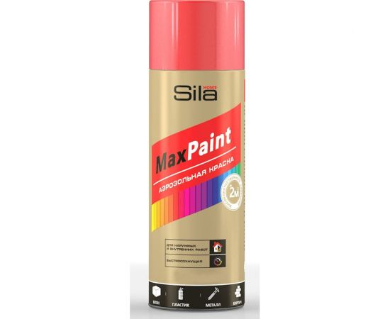 Универсальная аэрозольная эмаль Sila home max paint красный ral 3020, 520 мл 00-00004733 SILP3020 