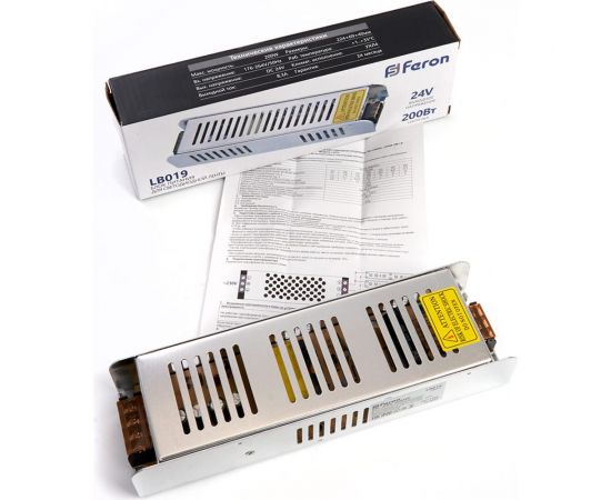 Электронный трансформатор для светодиодной ленты FERON 200W 24V (драйвер), LB019, 48047 – изображение 11