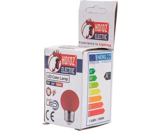 Светодиодная цветная лампа HOROZ ELECTRIC RAINBOW 1W Красный E27 220-240V 001-017-0001 HRZ00002312 – изображение 2