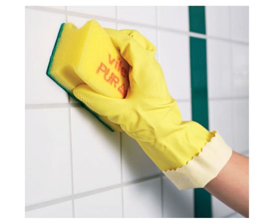 Латексные многоцелевые перчатки Vileda Professional, размер S, желтые, 8016/100758/100161 8269 – изображение 2