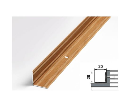 Порог угловой алюминиевый ЛУКА (20х20 мм, 1,8 м, декоративный, Бук) 00000001849 – изображение 2