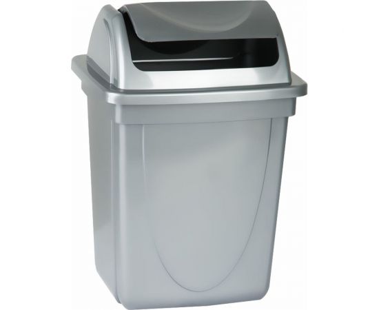 Корзина для бумаг Стамм 12 л, цельная с вращающейся крышкой, серый металлик КР92 – изображение 2
