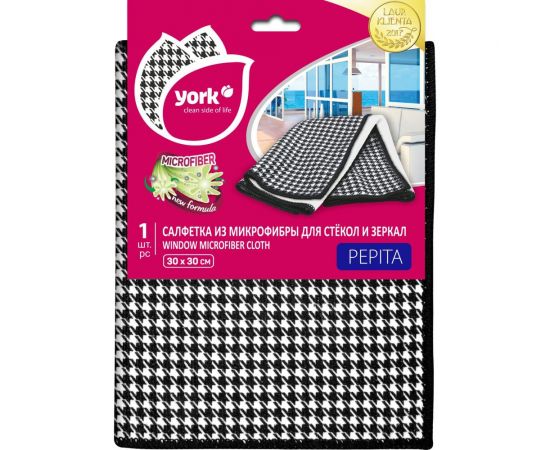 Салфетка для окон из микрофибры YORK Пепита 30x30 см 026360 – изображение 2