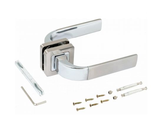 Комплект ручек Аллюр ДЕНИО SN/CP 2282 (матовый никель; хром) 11442 – изображение 2