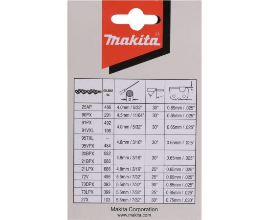 Цепь 40 см/16"", шаг 3/8"", паз 1.3 мм, 56 звеньев, 91PX Makita 191H12-3 – изображение 3