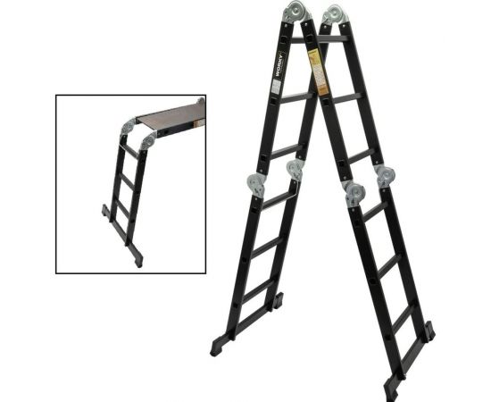 Лестница-стремянка 4x4 трансформер WORKY profi black с помостом, высота 4.8 м ARD257749 – изображение 3