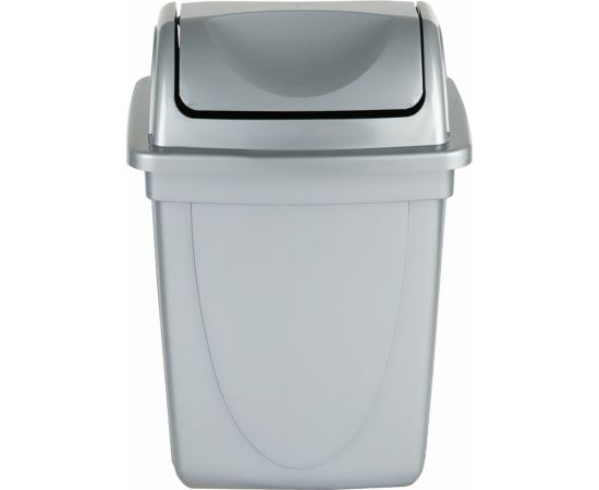 Корзина для бумаг Стамм 12 л, цельная с вращающейся крышкой, серый металлик КР92 – изображение 3