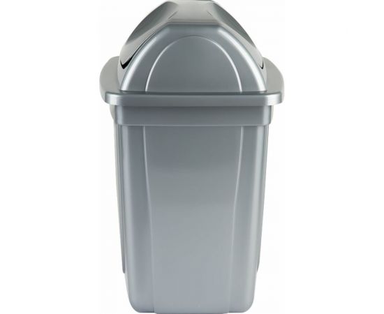 Корзина для бумаг Стамм 12 л, цельная с вращающейся крышкой, серый металлик КР92 – изображение 4