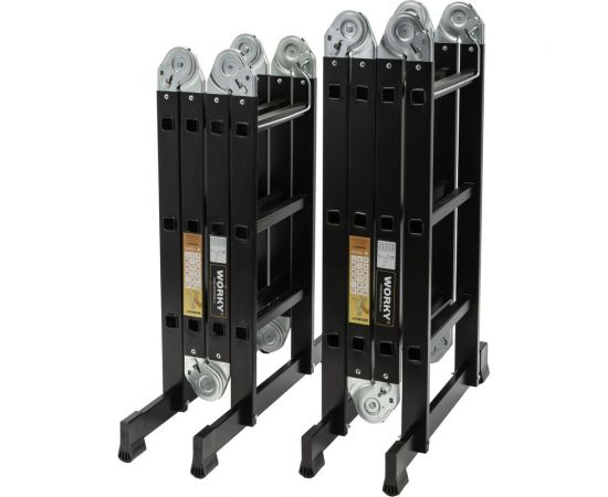 Лестница-стремянка 4x4 трансформер WORKY profi black с помостом, высота 4.8 м ARD257749 – изображение 4