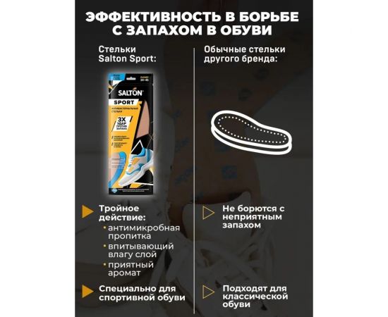 Спортивные стельки SALTON Sport Тройной удар против запаха 24 53/02 – изображение 5
