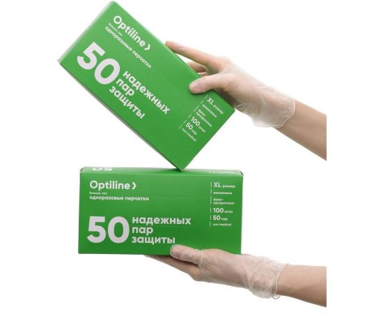 Виниловые неопудренные перчатки Optiline р. M, 100 шт 27-2087 – изображение 5