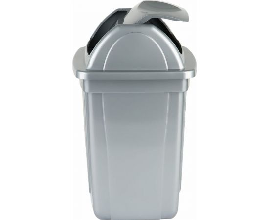 Корзина для бумаг Стамм 12 л, цельная с вращающейся крышкой, серый металлик КР92 – изображение 5