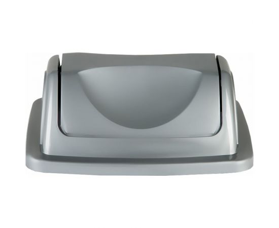 Корзина для бумаг Стамм 12 л, цельная с вращающейся крышкой, серый металлик КР92 – изображение 9