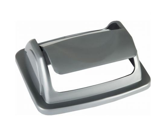 Корзина для бумаг Стамм 12 л, цельная с вращающейся крышкой, серый металлик КР92 – изображение 10