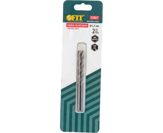 Сверло по металлу HSS полированное в блистере (2 шт; 3.5 мм) FIT IT 33807 