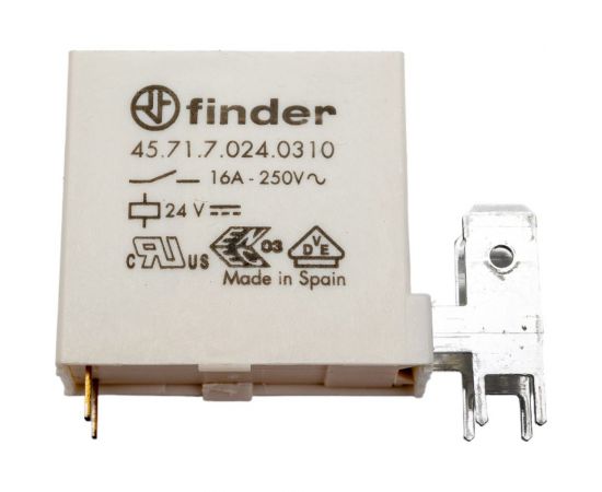 Миниатюрное реле Finder 1но конт. 16а, = 24в чувст. пост. тока, для печат монт. + разъем, 457170240310 