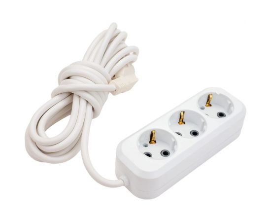 Сетевой удлинитель ПЕРЕСВЕТ+ с заземлением на 3 гнезда шнур ПВС 3*1- 5м 4620003921353 