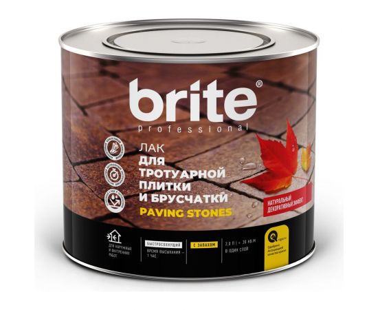 Лак для тротуарной плитки и брусчатки BRITE PROFESSIONAL банка 2 л 215175 