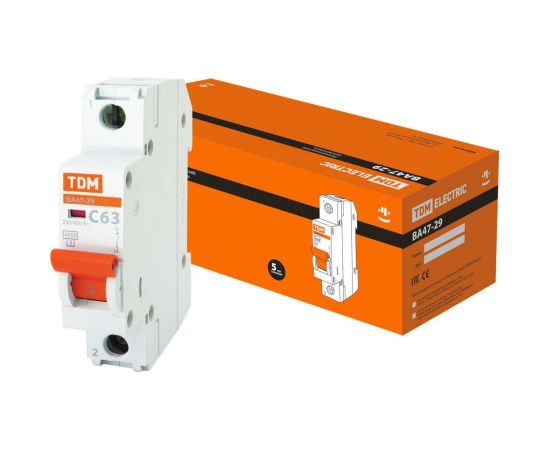 Автоматический выключатель ВА47-29 (1Р; 63 А; 4.5 кА; С) TDM SQ0206-0080 