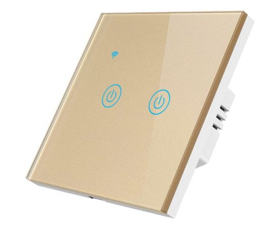 Умный двухкнопочный сенсорный выключатель Roximo золотой SWSEN01-2G 