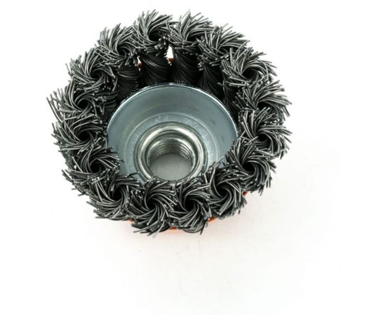 Кордщетка чашеобразная витая, жесткая, 65 мм, толщ. проволоки 0.5 мм для УШМ Bohrer 36200065 – изображение 2