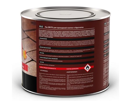 Лак для тротуарной плитки и брусчатки BRITE PROFESSIONAL банка 2 л 215175 – изображение 2