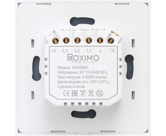 Умный двухкнопочный сенсорный выключатель Roximo золотой SWSEN01-2G – изображение 2