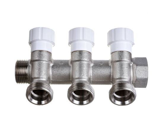 Коллектор НВ 3/4 3х3/4EK Н 40мм никелированный с вентилями Uni-Fitt 402N3330 – изображение 3