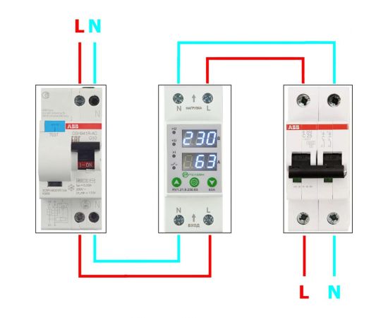 Реле контроля напряжения и тока РЕЛЕОН 1L; 230В AC; 63А, RV121823063 – изображение 3