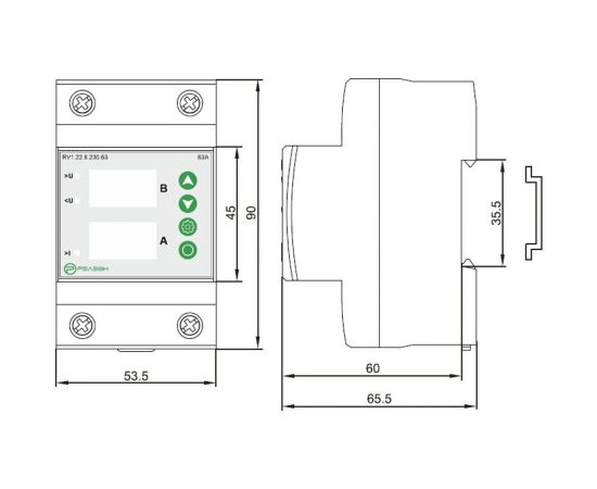 Реле контроля напряжения и тока РЕЛЕОН L+N; 230В AC; 63А, RV122823063 – изображение 4